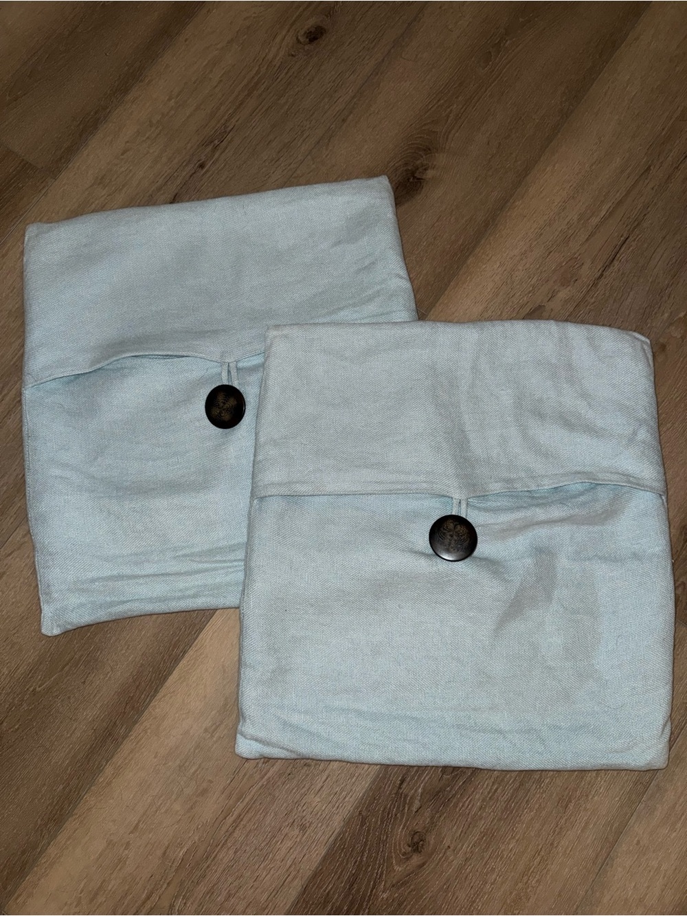 Pottery Barn Light Blue 100% Linen Pillow Covers - set of 2 - 18” 18X18
